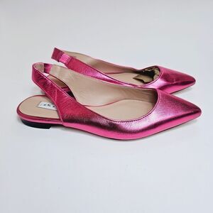 James Chan Nakasey Pink Metallic  Sling Back Flat Size 7 NWOB